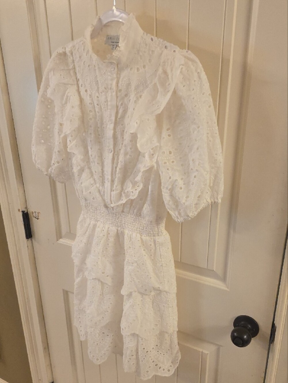 White Eyelet Ruffle Mini Dress - Picture 5 of 7